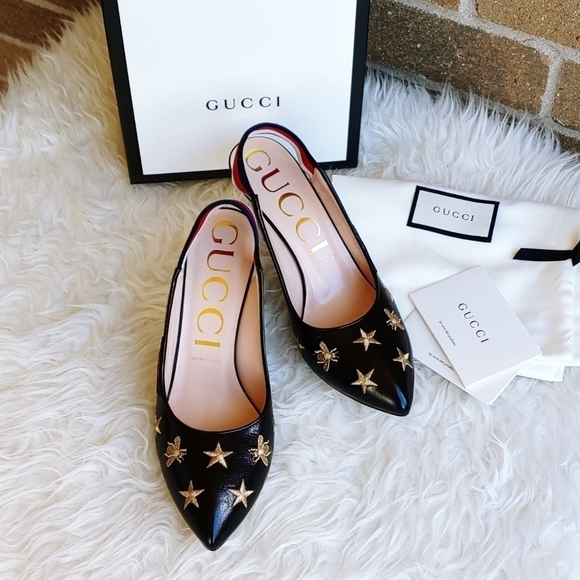 Gucci Sylvie Leather Web Pump - Picture 1 of 12